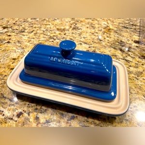 Vintage Blue Le Creuset Butter Dish